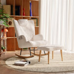 Fortuna lai ? fauteuil � bascule blanc en velours teddy ? appuie - t�te et repose - pieds int�gr�s ? ...