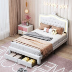 Fortuna lai - lit enfant fille 140x200 cm avec rangement, lit princesse avec sommier � lattes, t�te de ...