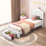 Fortuna lai - lit enfant fille 90x200 cm avec rangement, lit princesse avec sommier � lattes, t�te de ...