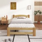 Fortuna lai - lit simple en bois massif - lit futon double avec t�te de lit et sommiers � lattes nature ...