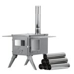 Campfeuer - four pour tente en acier inoxydable 51, 5 x 42 x 216 cm chauffage de tente, four  bois portable ...