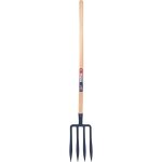 Fourche � b�cher � douille 4 dents spatul�es de 27 cm manche pomme 100 cm