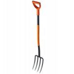 Fourche  bcher d'une tte en acier tremp au carbone, outil de jardin avec manche long et poigne en ...