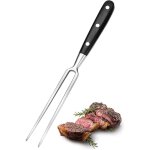 Fourchette � viande, grande, en acier inoxydable, avec manche en bois, longueur de lame : 15 cm, � barbecue ...