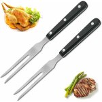 Fourchette  viande avec manche en bois 2 pices acier inoxydable barbecue longue dcouper forge pour ...