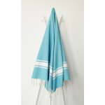 La maison d'amelie - fouta 100x200 cap ferret turquoise clair - 100% coton - franges