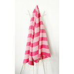 La maison d'amelie - fouta 100x200 fuchsia rayures blanches - 100% coton - franges