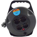 Fp - enrouleur de cable avec 4 prises et cable 3g1, 5 noir 5 m