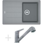Franke - colonnes - set de cuisine g57, vier en granit bfg 611 - 78, pierre gris + robinet fc 9547, ...