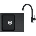 Franke - colonnes - set de cuisine t118?, �vier en tectonite oid 611 - 62 + robinet fp 6018. 901, noir ...