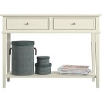Dorelhome - franklin table console avec 2 tiroirs en mlamin blanc