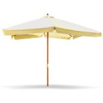 Iruy - parapluie de jardin carr 3x3 mtres avec mt  48mm en bois naturel et toile polyester cru avec ...