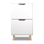 Emma - meuble � chaussures gain de place 2 portes 55x82x25 cm 12 paires en bois blanc