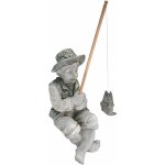 Fr�d�ric le petit p�cheur d'avignon statue de p�cheur pour jardin, 38 cm, polyr�sine, deux tons pierre ...