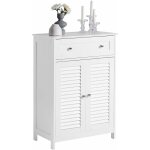 Meuble bas de salle de bain , 603587 cm, 1 tiroir + 2 portes + 1 tagre, mdf laqu blanc mat, surface ...