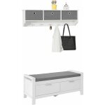 Sobuy - frg282 - w + fsr74 - w meuble d'entre ensemble portemanteau mural 3 tiroirs + banc de rangement ...