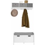 Frg282 - w + fsr97 - w meuble d'entre ensemble portemanteau mural 3 tiroirs + banc de rangement avec ...
