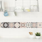 Plage - frise adhsive autocollante 15 cm x 300 cm, motif carreaux de ciment ancien ros, borgatella ...