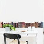 Frise adh�sive autocollante 15 cm x 300 cm, style rustique, d�corative, photo de livres anciens align�s. ...