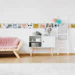 Plage - frise adhésive autocollante pour chambre d'enfant, 10 cm x 300 cm, déco rigolote avec têtes d'animaux. ... Plage - frise adhésive autocollante pour chambre d'enfant, 10 cm x 300 cm, déco rigolote avec têtes d'animaux. ...
