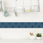 Plage - frise adhésive autocollante tromso bleu, 15 cm x 300 cm, décoration murale eventail bleu géométrique, ... Plage - frise adhésive autocollante tromso bleu, 15 cm x 300 cm, décoration murale eventail bleu géométrique, ...