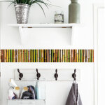 Frise adhsive bambou 15 cm x 300 cm, dcorative autocollante, motif tiges multicolores colles.