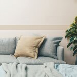 Frise adh�sive d�corative 10 cm x 300 cm - autocollante beige � pois blanc, facile � poser. d�corez votre ...