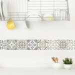 Plage - frise adhsive mofis carreaux de ciment ancien, 15 cm x 300 cm, gris et beige, autocollante, ...