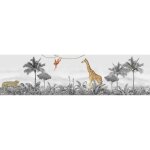 Frise auto - collante animaux de la jungle girafe, l�opard et singe en noir et blanc - 1 rouleau de 0, ...