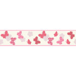 A. s. creations - frise papier peint papillon pour chambre enfant frise tapisserie rose blanc & rouge ...
