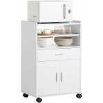 Desserte micro?ondes  roulettes, tablette coulissante, 1 tiroir, 2 portes, meuble de rangement cuisine ...