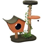 Arbre � chat - 114 cm de haut - design v�g�tal avec lierre et foug�res - meuble grattage f�lin peluche ...