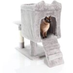 Fudajo - arbre  chat gris clair arbre de grattage 60cm de haut escalade avec cabane sisal tronc chats ...