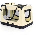 Caisse de transport - taille xl / 82 x 56 x 58 cm / charge max 20 kg - couleur beige - pliable - avec ...