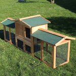 Wiltec clapier xxl ? 2110 x 530 x 835 mm ? toit bitum ? bois sapin ? avec rampe, bac amovible, enclos ...