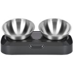 Fuienko - gamelle chien chat sur�lev� en acier inoxydable 400ml x2 bol double 291x141x87mm