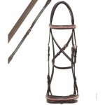 Full, nero: bridon anglais en cuir avec clincher or rose complet avec rnes recouvertes de caoutchouc ...