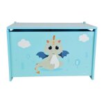 Les tendances - coffre a jouets en bois leon le dragon - fun house - � 40 x 58 x 36 cm - bleu