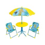 Salon de jardin pour enfants - fun house - marsupilami - jaune - 2 chaises pliantes - parasol