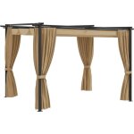 Prolenta premium - tonnelle avec rideaux 3x3 m taupe acier