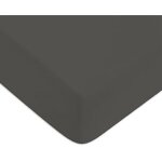 Future home - drap housse en coton 57 fils uni bonnet 25cm anthracite 90x200cm