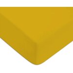 Future home - drap housse en coton 57 fils uni bonnet 25cm jaune moutarde 80x200cm