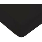Future home - drap housse en coton 57 fils uni bonnet 25cm noir 90x200cm