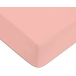 Future home - drap housse en coton 57 fils uni bonnet 25cm rose 180x200cm