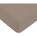 Drap housse en coton 57 fils uni taupe 90x190cm