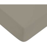 Future home - drap housse en coton 57 fils uni bonnet 25cm vison 140x200cm