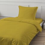 Future home - housse de couette en coton 57 fils unie jaune moutarde 140x200cm