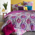 Future home - parure de lit 2 personnes rosaces en satin 78 fils 260x240cm