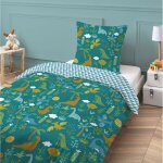 Future home - parure de lit enfant r�versible imprim� dinosaure 140x200cm