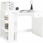 Sobuy - fwt35 - w table bureau informatique plan de travail avec 3 �tag�res et 1 tiroir - blanc